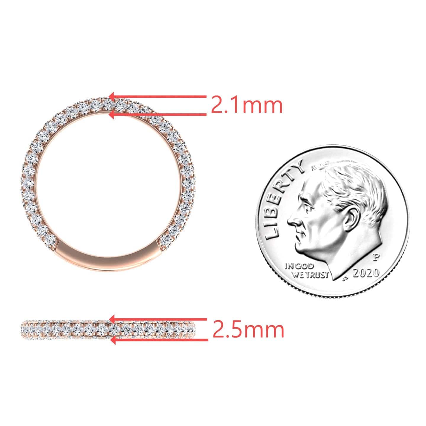 White Diamond Double Row Eternity Wedding Band - Xiumei