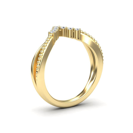 White Diamond Chevron Milgrain Contour Wedding Band - Ying Yue