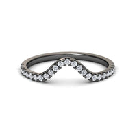 White Diamond Unique Contour Wedding Band - Ruihua