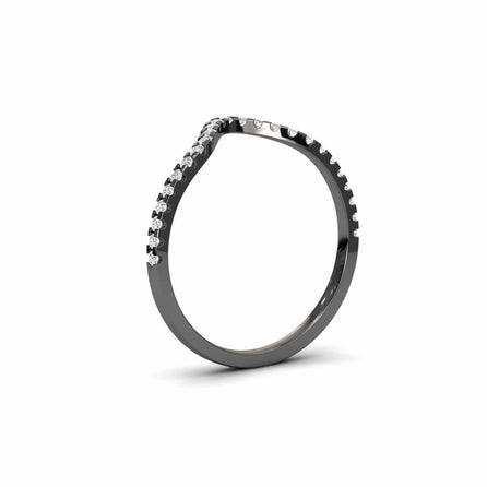 White Diamond Unique Contour Wedding Band - Ruihua