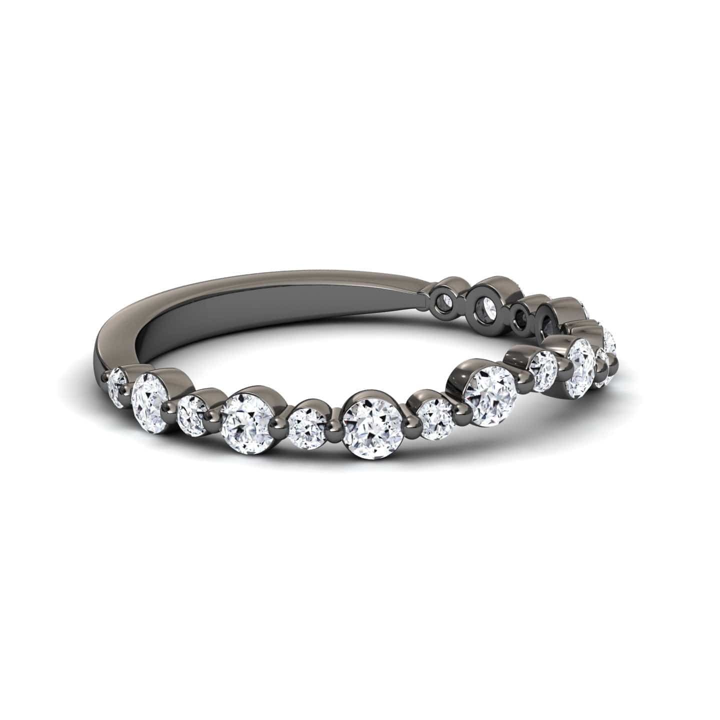 White Diamond Three-Quarter Modern Curved Wedding Band - Xinyi