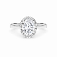 White Diamond Classic Halo Engagement Ring - Harperly - 18K White Gold - 3.08 Carat Oval Diamond