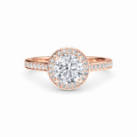 White Diamond Pave Set Classic Halo Engagement Ring - Mallory - 18K Rose Gold - 0.36 Carat Round Diamond