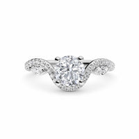 White Diamond Three Stone Twisted Band Engagement Ring - Himani - 18K White Gold - 0.30 Carat Round Diamond