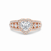 White Diamond Vintage Lattice Halo Engagement Ring - Kashvi - 18K Rose Gold - 0.320 Carat Heart Diamond