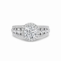 White Diamond Vintage Lattice Halo Engagement Ring - Kashvi - 18K White Gold - 0.200 Carat Round Diamond