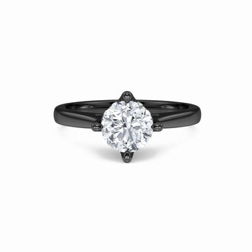 White Diamond Hidden Accent Engagement Ring - Wren - 18K Blackened Gold - 4.04 Carat Round Diamond