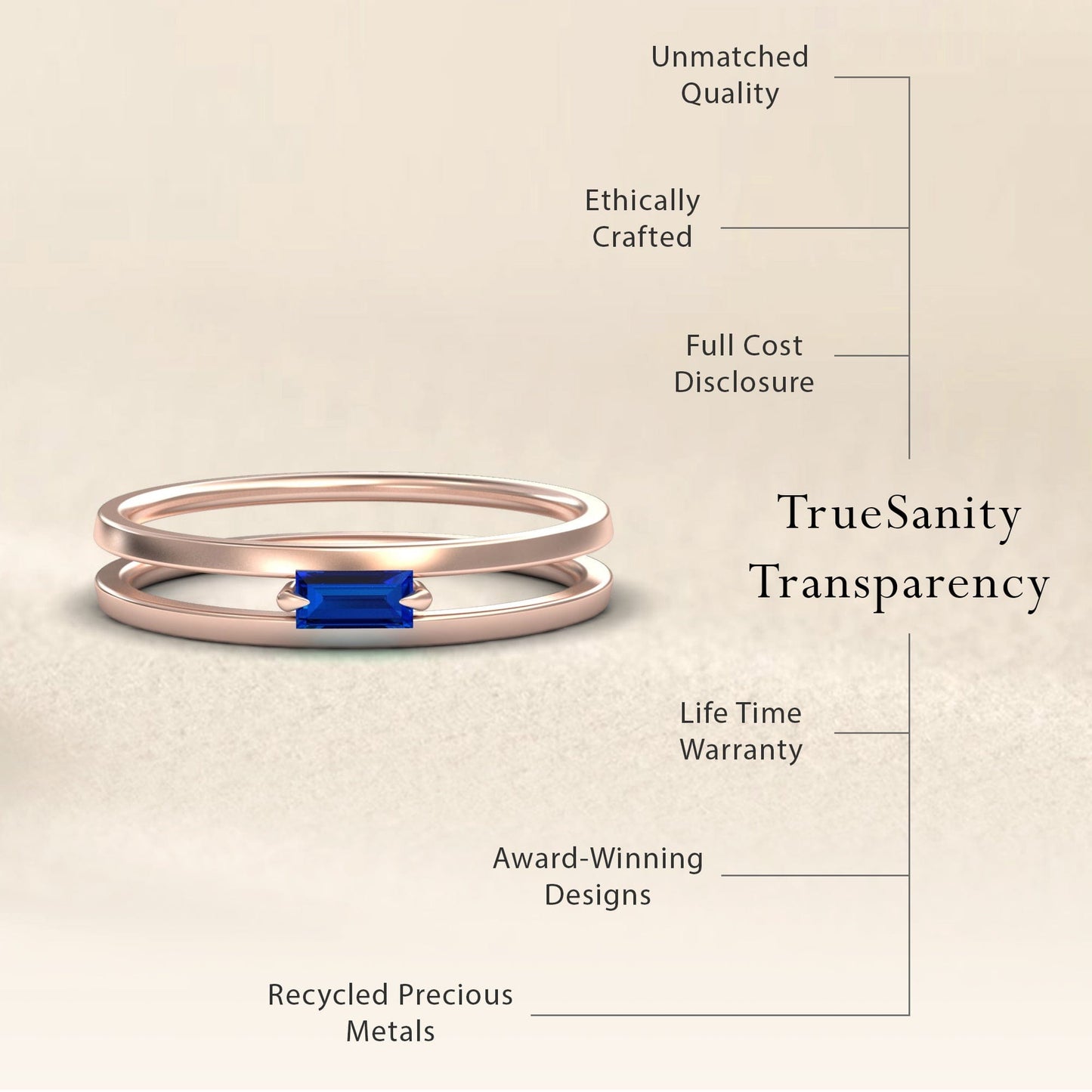 Blue Sapphire Minimalist Double Band Ring - Alia