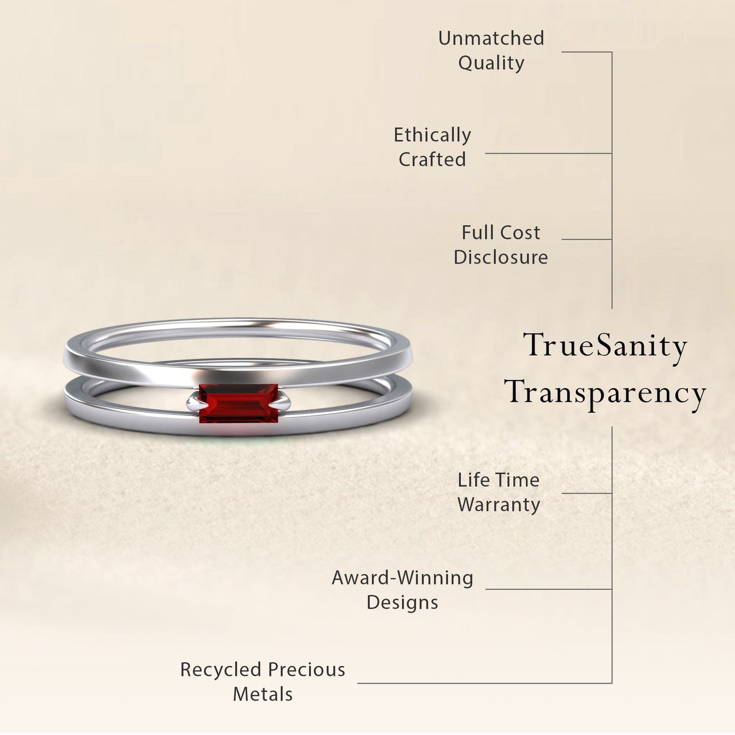 Ruby Minimalist Double Band Ring - Alia