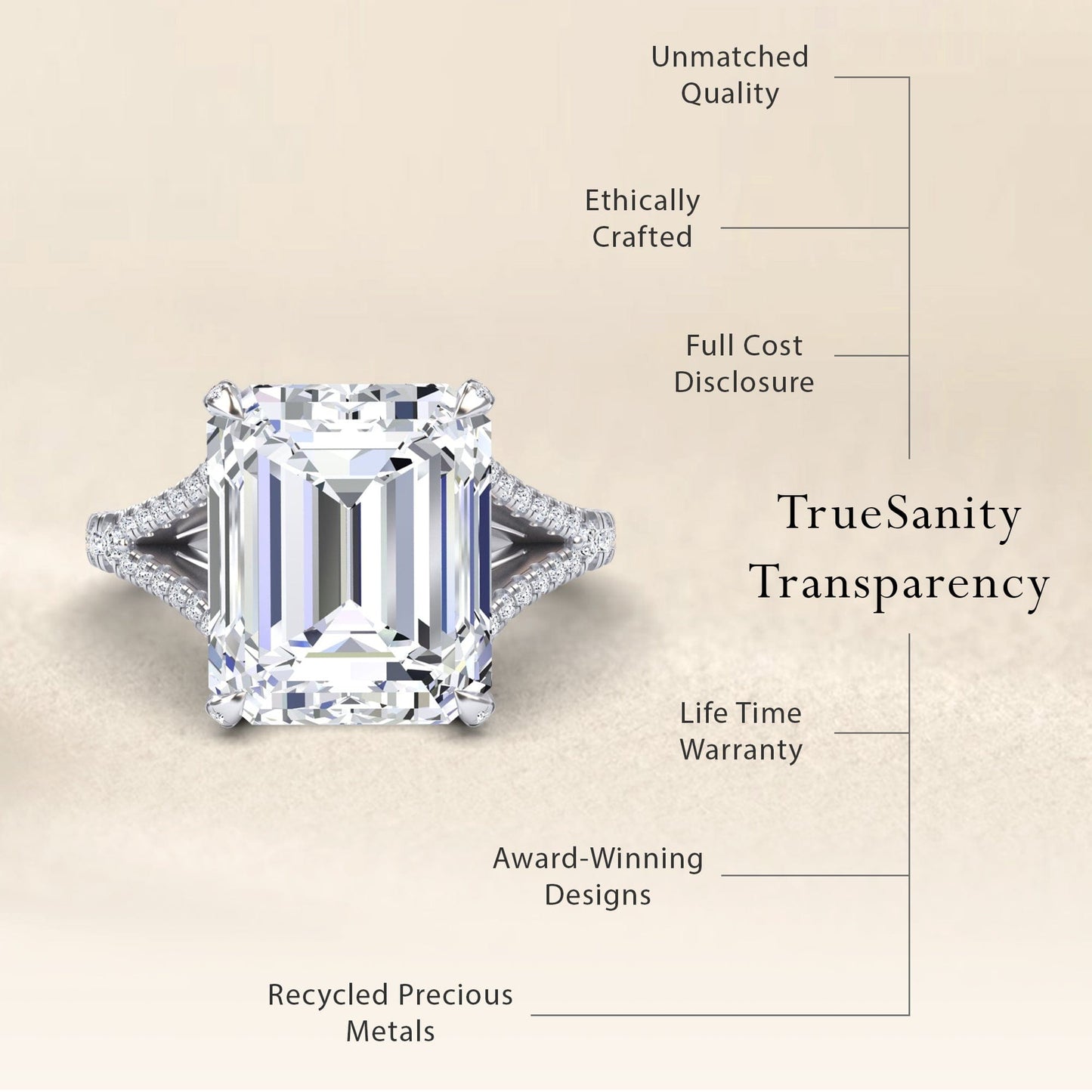 White Moissanite & Diamond Cocktail Ring - Ziya