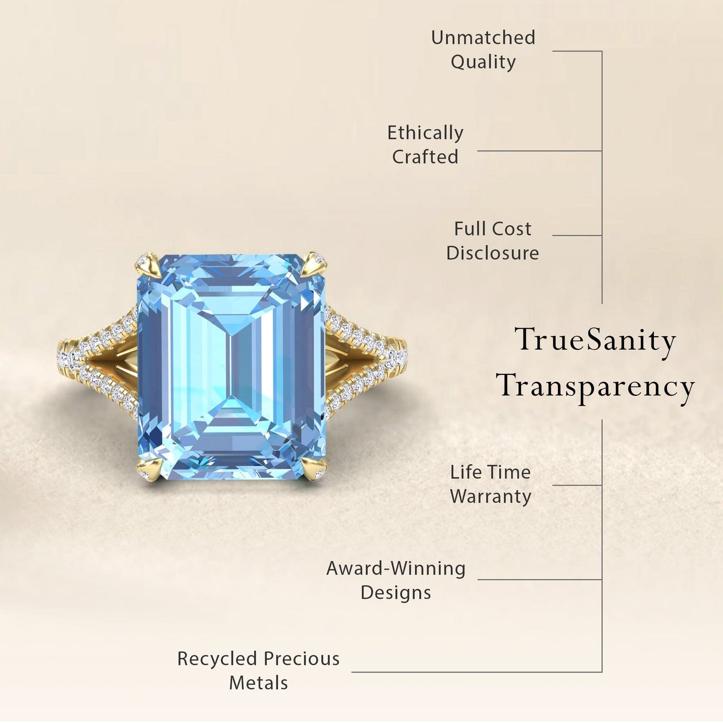 Swiss Blue Topaz & Diamond Cocktail Ring - Ziya