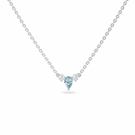 Aquamarine & Diamond Three-Stone Necklace - Jina