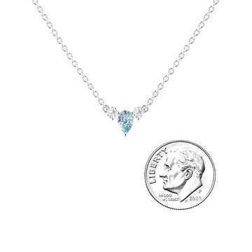 Aquamarine & Diamond Three-Stone Necklace - Jina