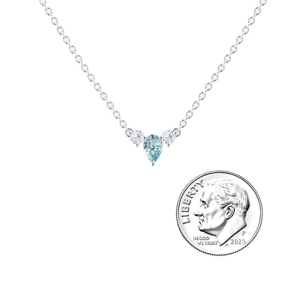 Aquamarine & Diamond Three-Stone Necklace - Jina