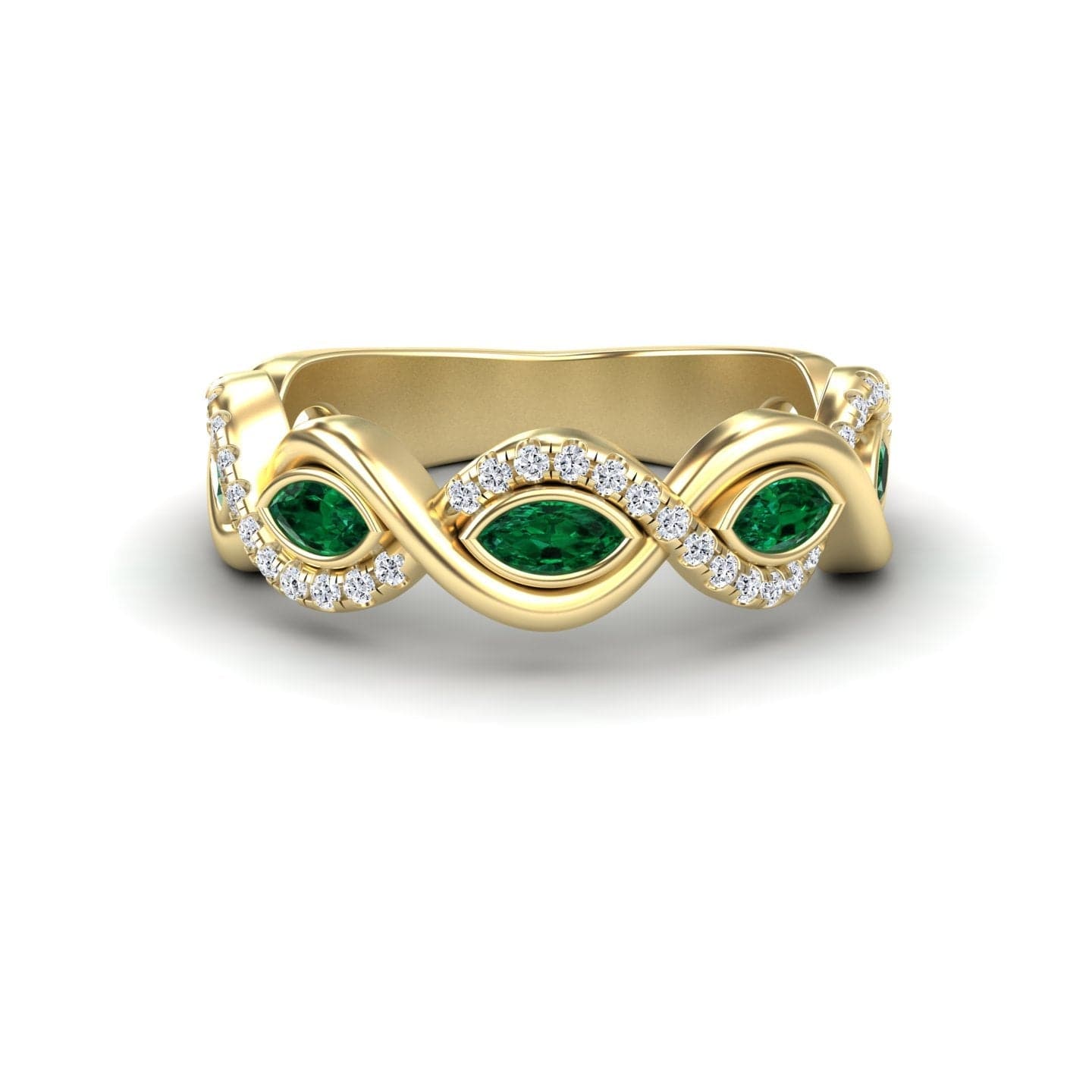Emerald & Diamond Infinity Twist Band - Selma