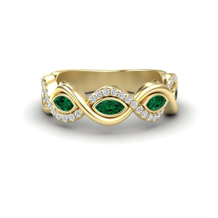 Emerald & Diamond Infinity Twist Band - Selma