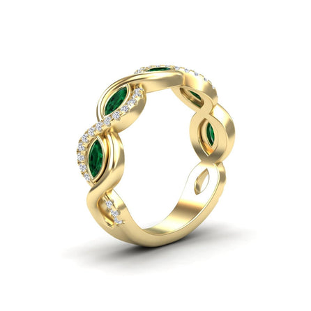 Emerald & Diamond Infinity Twist Band - Selma