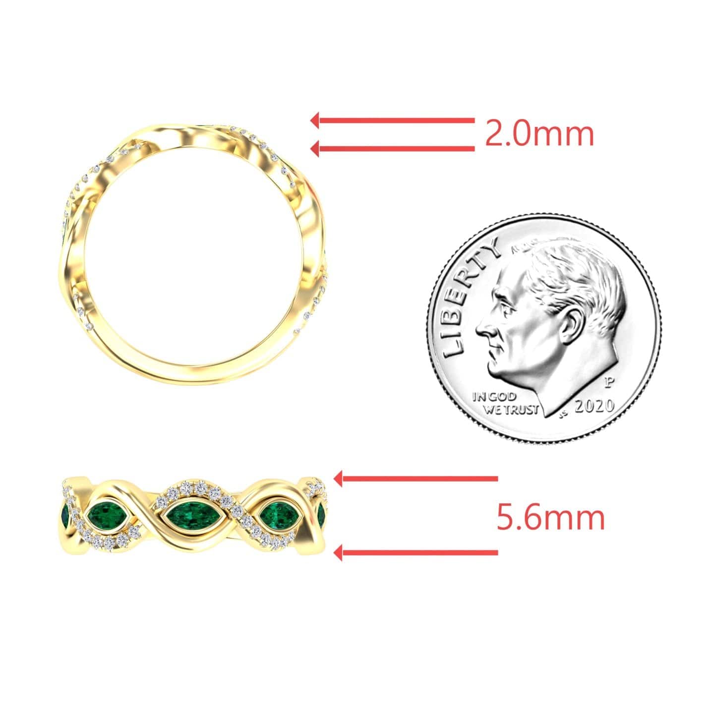 Emerald & Diamond Infinity Twist Band - Selma