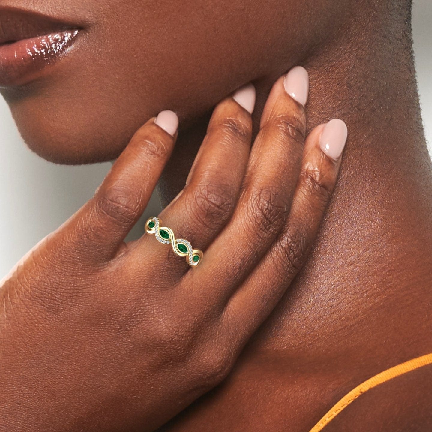 Emerald & Diamond Infinity Twist Band - Selma