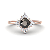 Black Diamond and White Diamond Ring: A Harmonious Dance of Contrasting Brilliance - MYSR54