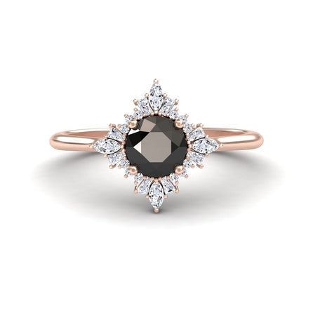Black Diamond and White Diamond Ring: A Harmonious Dance of Contrasting Brilliance - MYSR54